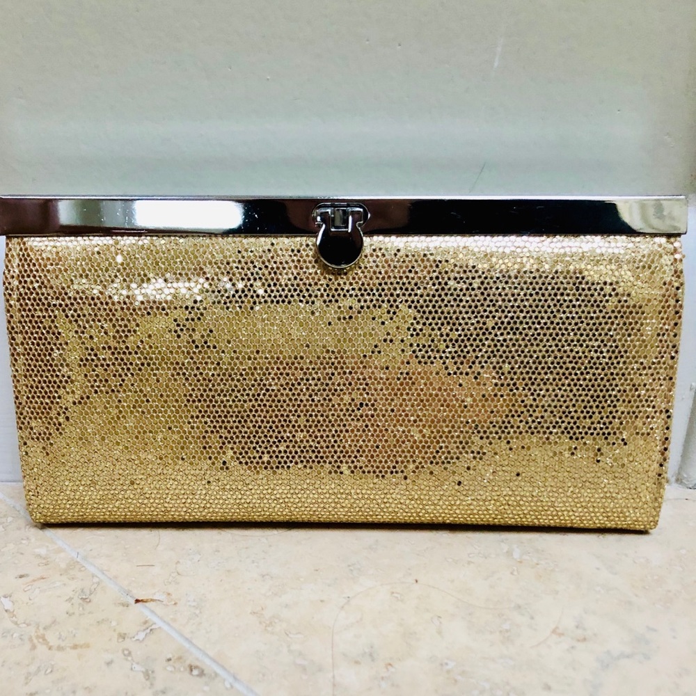Gold Glitter Wallet Flat Clasp